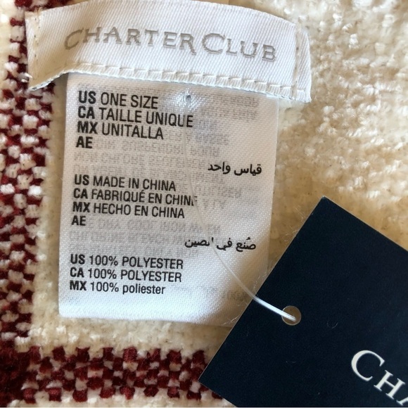 Charter Club Plaid Chenille Fringed Scarf NWT - Picture 3 of 8
